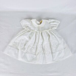 Vintage Madonna Baby Baptism Dress Christening  Girls White Eyelet Lace